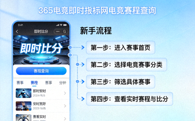 365电竞即时比分网新手指南配图，展示电竞赛程查询界面与操作流程