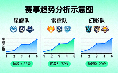 赛事趋势分析示意图，展示战队表现趋势图表